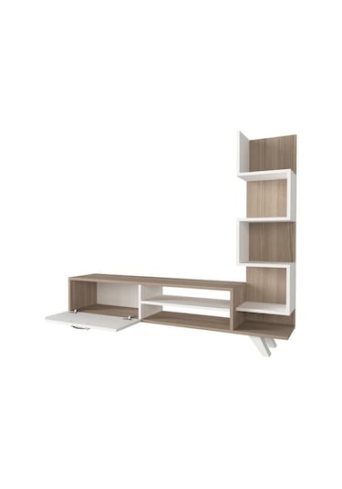 Dekorister Ceren Kitaplıklı Tv Ünitesi Beyaz-Cordoba