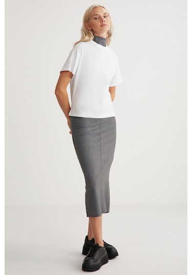 Lottie Kadın Regular Kalıp Bisiklet Yaka %100 Pamuk Kısa Kollu Beyaz T-shirt