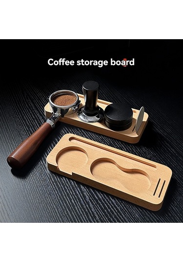 Geeroyoo 51mm Kahve Tamper Tutucu - Ahşap Sabit Platform, Toz Temizleme Kanalı Ve Metal Vuruş Kolu İle Entegre Depolama Fonksiyonu Ahşap