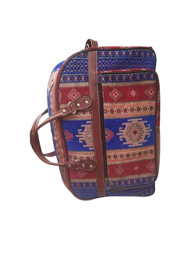 Erkan Çanta Çanta Kilim Desenli Valiz Lacivert - Kırmızı