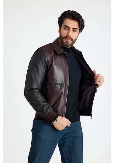 Franko Armondi Klasik Erkek Deri Ceket E58-k-2551-23732 Kahve