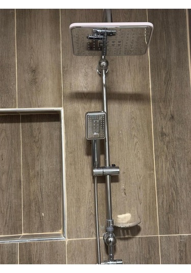 Hybrıd Krom-beyaz Yağmurlama Tepe Duş Seti Gri