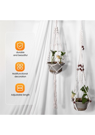 El Yapımı Çiçek Standı, Ayarlanabilir Düğümleme İpi, Dokuma Askılı Sepet