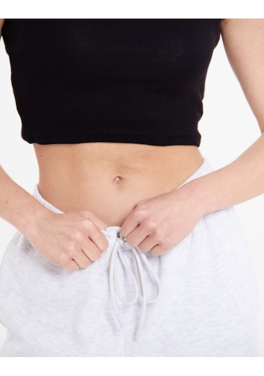 Alya Underwear Kaşkorse Geniş Yaka Askılı Crop Siyah
