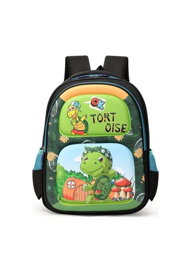 Goldenqian Sevimli Karikatür Büyük Kapasiteli Aşınmaya Dayanıklı Okul Çantası 19ahco Açık Yeşil