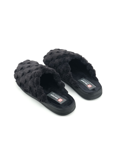 Gezer Kadın Kışlık Rahat Taban Ev Bahçe Terlik Siyah