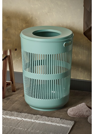 İronika Solara İkili Dekoratif Kirli Çamaşır Sepeti Seti Oyuncak Sepeti 60 - 22 Litre Yeşil Yeşil