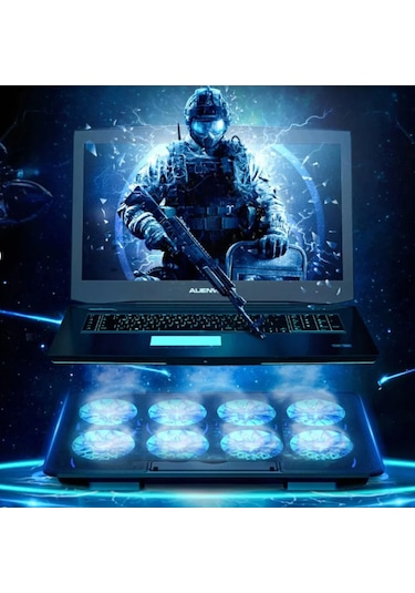 8 Fanlı Rgb Işıklı Gaming Notebook Soğutucu Yükseklik Ayarlı