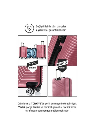 G&d Polo Suitcase Abs 3'lü Gül Kurusu Lüx Valiz Seyahat Seti 600.08-set Gülkurusu