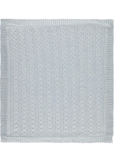 At Kuyruğu Desenli Triko Battaniye Mavi / 75x95 Mavi