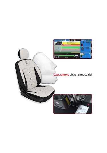 Minderland Fa Serisi - Volkswagen Amarok İle Uyumlu Koltuk Kılıfı, Keten / Kemik Beyazı Melanj