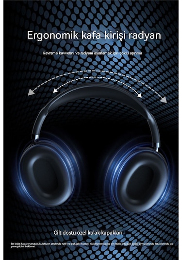 Başa Takılan Bluetooth Kulaklıklar Uzun Ömrü Katlanır Mikrofon Oyun Kulaklıkları Yüksek Ve Kulaklara Basmaz Black