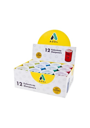 Adel 619 Şeffaf Çift Hazneli Kalemtraş 12 Adet