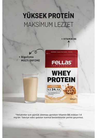 Fellas Whey Protein Tozu 2'li - Çikolata Aromalı 525 G + Kurabiye Aromalı 525 G Çikolata - Kurabiye