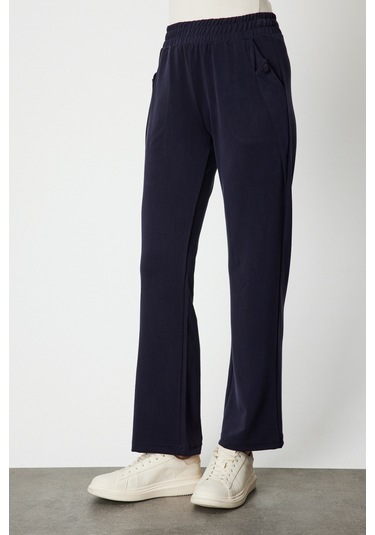 On Kadın Cebi Düğme Detaylı Eşofman Altı 66107 Lacivert Lacivert