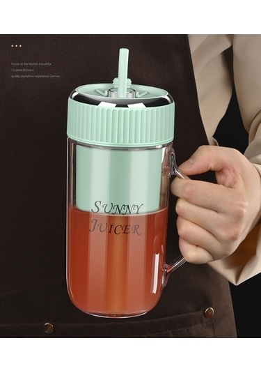 Wondernest Yeşil Taşınabilir Meyve Suyu Sıkacağı, Saman Lichen Kupası Karıştırıcı Bw Yeşil