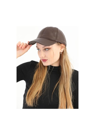 Elif İç Giyim Unisex Ayarlanabilir Taba Deri Şapka Taba
