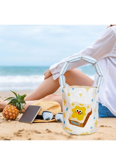 Homyl Kadın Kova Çantası Taşınabilir Çanta Günlük Sevimli Ekmek Deseni