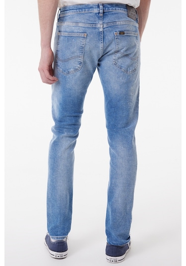 Lee Slim Fit Dar Kesim Normal Bel Taşlamalı Açık Mavi Esnek Luke Jean Denim Kot Pantolon L719119404 Mavi