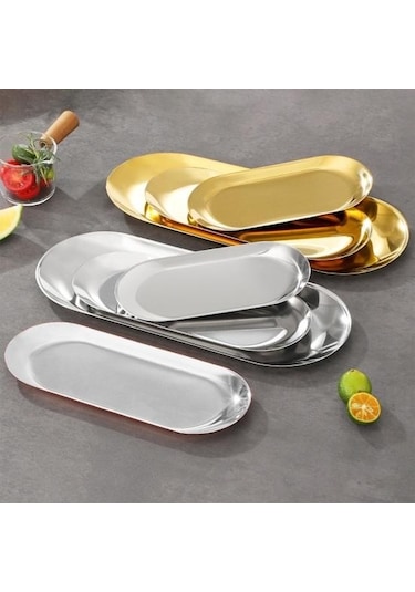 Gümüş Paslanmaz Çelik Barbekü Plaka Ayna Parlatıcı Gıda Sınıfı Bulaşık Makinesinde Yıkanabilir Çok Fonksiyonlu Aperatif Tatlı Sebze Yemek Servis M