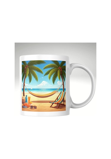 Plaj Keyfi Temalı Baskı Kupa Bardak