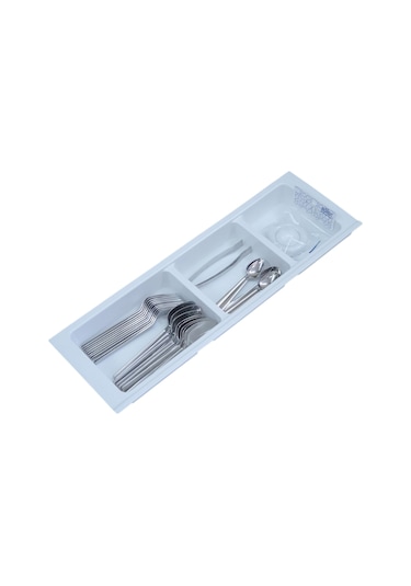 Mutfak Çekmece Içi Üç Bölmeli Kaşıklık 16cm x 48cm Beyaz