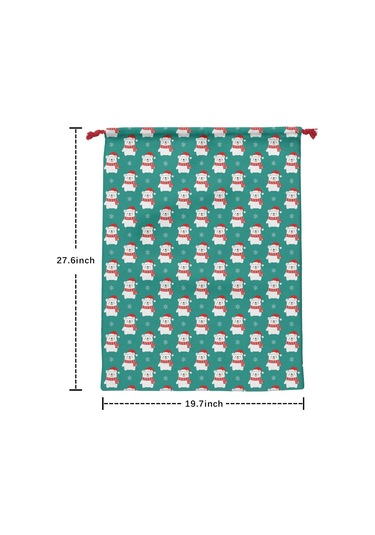 Büyük Noel Baba Hediye Çantası, Pamuklu Kordonlu, Yeniden Kullanılabilir Noel Kutup Ayısı
