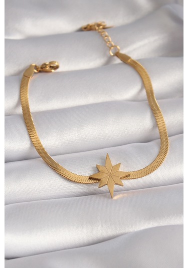 316l Çelik Gold Renk İtalyan Zincir Model Kutup Yıldızı Figür Kadın Bileklik - Tj-bb5932 Diğer