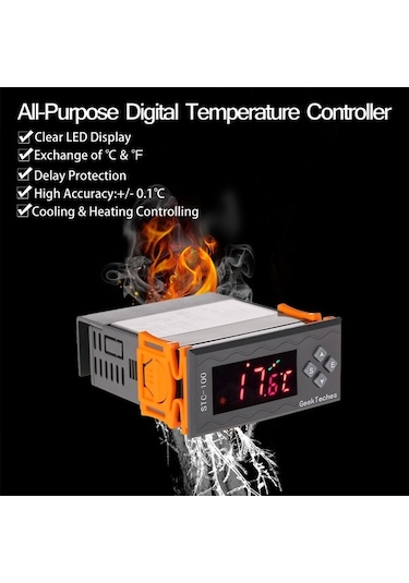 Novahub L-amaçlı Yüksek Doğruluk Dc 12v Led Termostat, 2 Röle, Ntc Sensör & Alarm