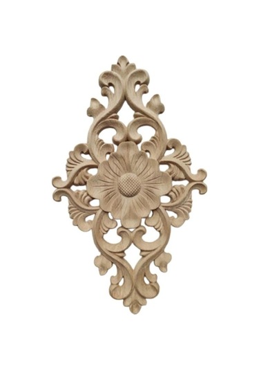 Pazly Avrupa Tarzı Ahşap Oyma Aplike Kapı Dolap Dekorasyonu 40x20cm Ahşap