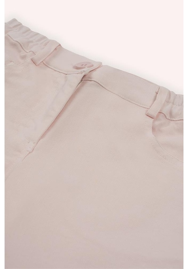 Panço Kız Çocuk Beli Lastikli Pantolon Beyaz Pembe
