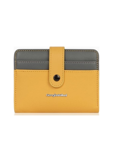 Cengiz Pakel Kadın Mini Boy Çıt Çıt Detaylı Cüzdan 65315 - Hardal/gri 65315-hardal-gri Çok Renkli