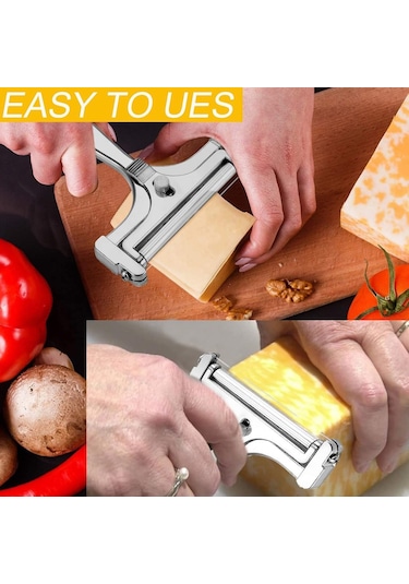 Wezone 304 Paslanmaz Çelik Tel Peynir Dilimleyici - Ayarlanabilir Kalınlık, Alüminyum Gövde, 4 Adet Yedek Tel, Mutfak Aracı Diğer