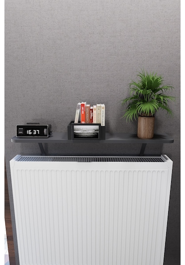 Mirobi Soravel Petek Üstü Uçan Raf Dresuar Kalorifer Peteği Rafı Antrasit