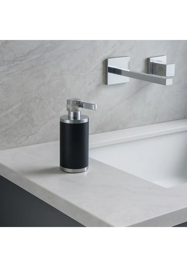Sol Sıvı Sabunluk, Silindir, Tezgah Üstü - Mat Siyah/krom Mat Siyah/krom