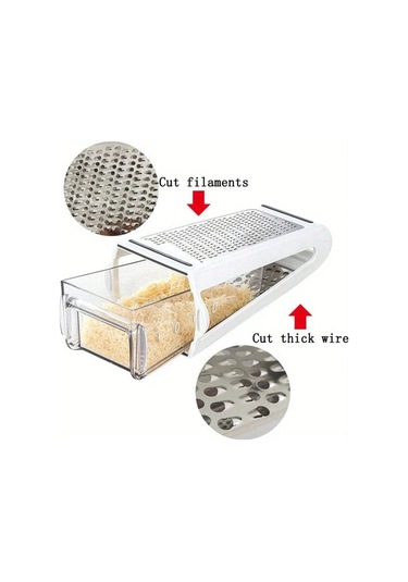 Fochsia Beyaz 1 Adet Paslanmaz Çelik Çift Taraflı Rende - Peynir Sebze Meyve Rendesi Beyaz