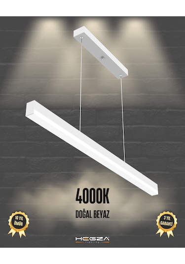Magro 120cm Beyaz Kasa, Doğal Beyaz Işık Modern Sarkıt Led Avize Beyaz