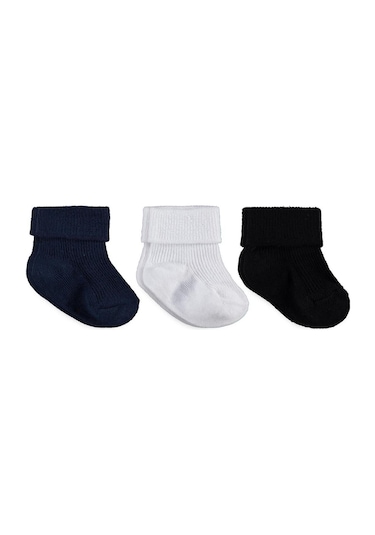 Civil Baby Basic Kıvrık 3'lü 6- Bebek Erkek Çorap Set - Standart 18 Ay Standart