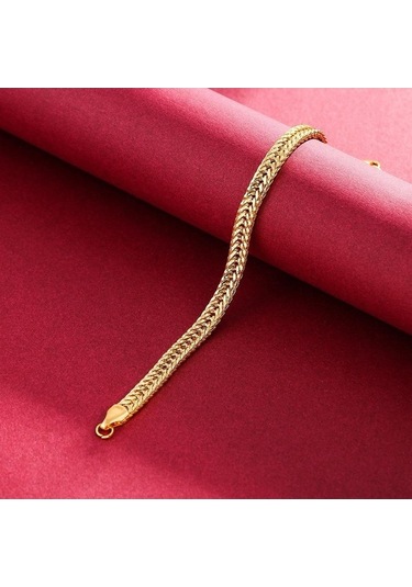 Flybuy Zarif Erkek 18k Altın Bileklik 6mm Yan Bilezik, 18k Altın, Taze Ve Tatlı, Seyahat Anı, Yıldönümü Hediyesi Sarı Altın