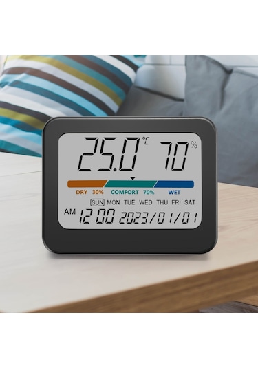 Sones İç Mekan Sıcaklık Ve Nem Monitörü Termometre Higrometre Sürekli Takvimli