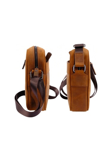 Erkek Hakiki Açık Taba Deri Postacı Çanta Kangaroo K 8875-Zat