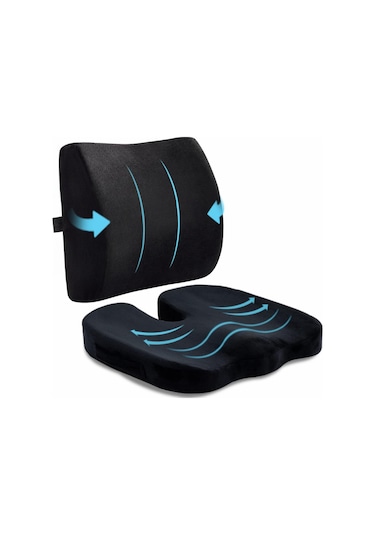 Hasby Ortopedik Visco Oto Araç Ofis Koltuk Oturma Minderi Sırt Minderi