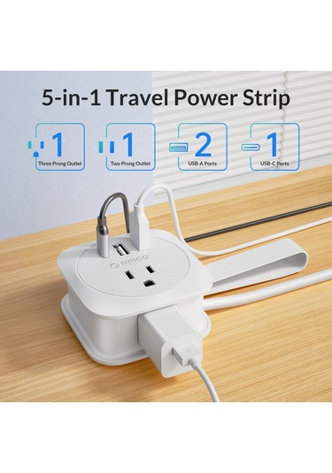 Orıco Seyahat Güç Şeridi Abd Adaptörü Akıllı Fiş Çoklu Uzatma Soket 2 Usb 2ac Usb Type C Bize Fiş