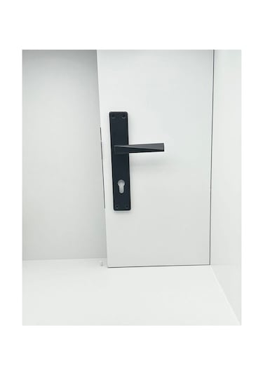 Piramit Siyah Lüx Kare Aynalı Yale Çelik Kapı Kolu Sol Basar Tek Yön