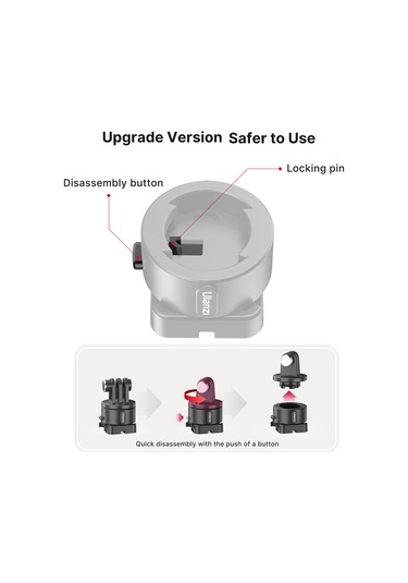 Ulanzi Go-quick Iı Aksiyon Kamerası Hızlı Serbest Bırakma Düğmesi Montaj Adaptörü Manyetik Emme Hızlı Bağlantı Abs Malzemesi Spor Kamerası Aksesuarı Djı/ Insta360/ Gopro 10 9 8 7 İçin Yedek Siyah
