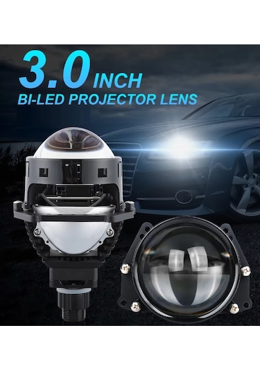 Vidalı Bi-led Far İçi Led Mercek 3 İnc Vidalı Somunlu Kısa Uzun Birlikte