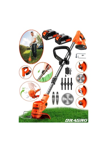Dragro Alman DRGM3800 Eco Pro 2 Akülü T 3800 Vf 20 Ah Teleskopik Uzatmalı Çim Biçme Tırpanı