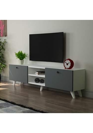 Dekorosso Veco Tv Ünitesi Ayaklı Beyaz-Antrasit