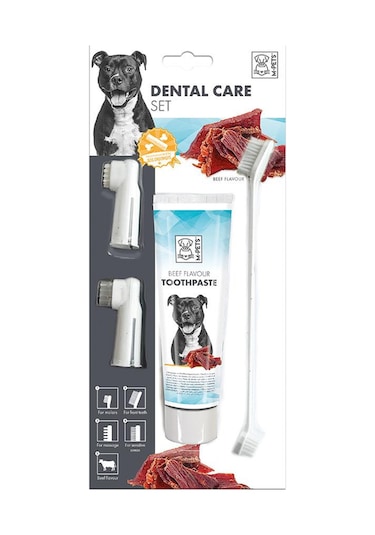 M-Pets Köpekler İçin Biftekli Diş Macunu & Fırça Seti