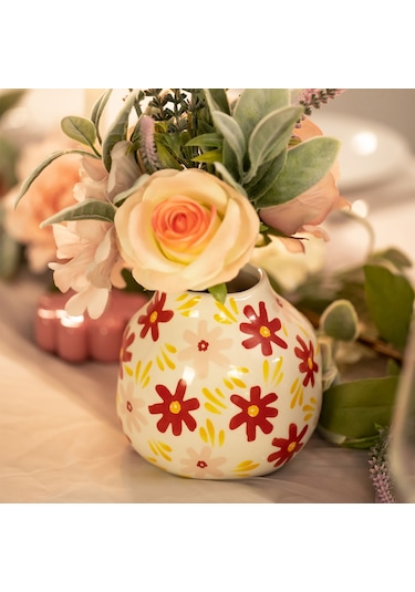 Karaca Home Spring Çiçek Desenli Vazo Kırmızı 300.23.01.0370